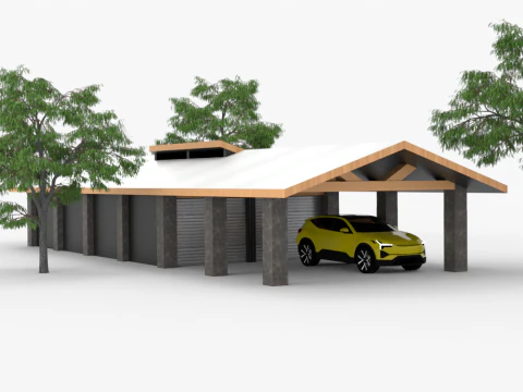 Moderne carport en opslagruimte 3D Model