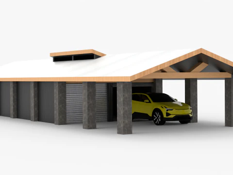 Modern Carport and Storage Unit 3D Model