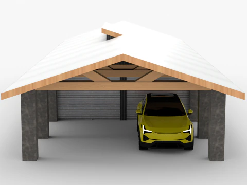 Modern Carport and Storage Unit 3D Model