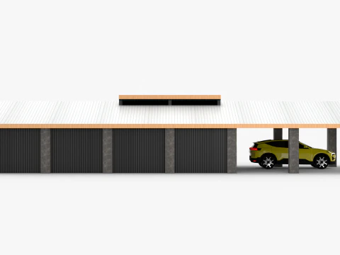 Modern Carport and Storage Unit 3D Model