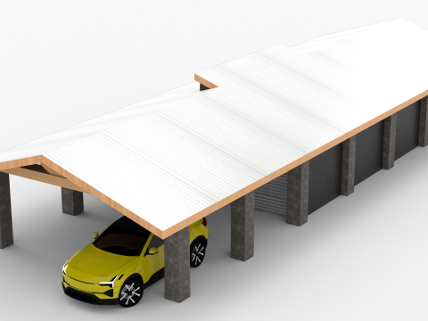 Modern Carport and Storage Unit 3D Модель