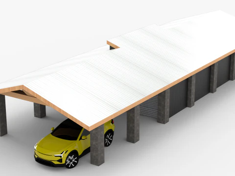 Modern Carport and Storage Unit 3D Model