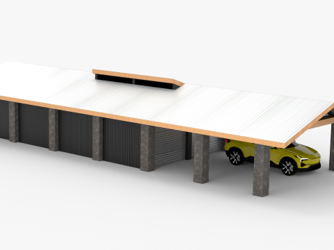 Modern Carport and Storage Unit 3D Модель
