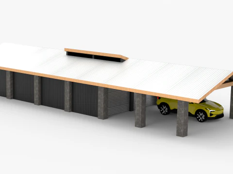 Modern Carport and Storage Unit 3D Model