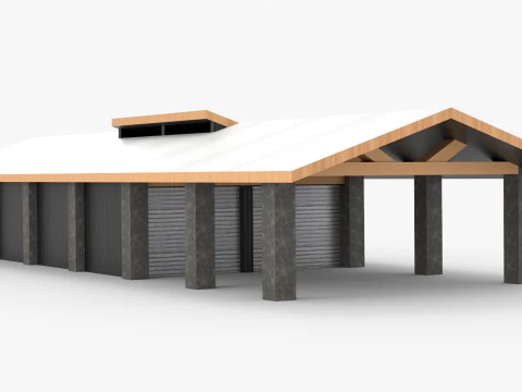 Modern Carport and Storage Unit 3D Model