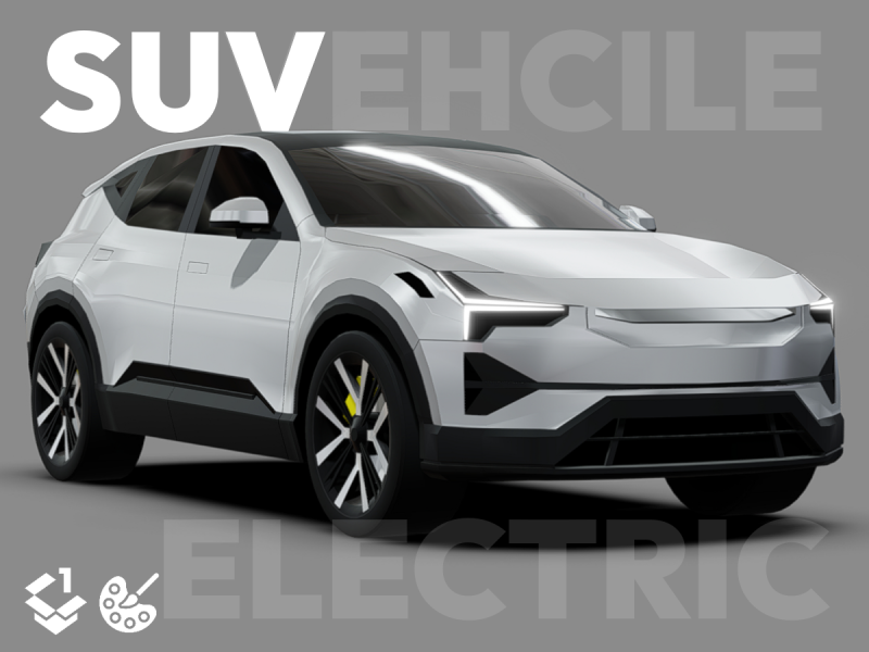 SUV Electric Car - Low Poly 3D-Modell .c4d .max .obj .3ds .fbx .stl .blend