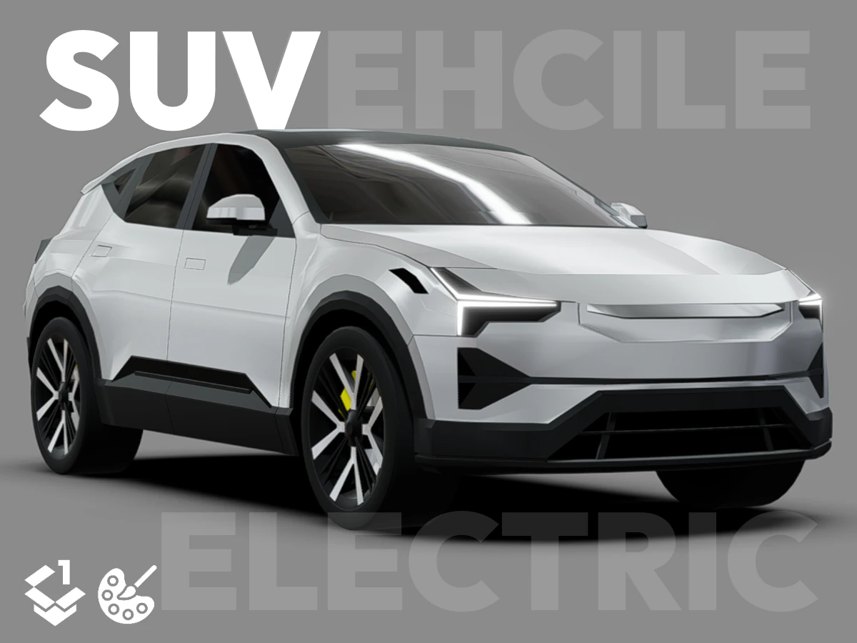 SUV Electric Car - Low Poly 3D Model .c4d .max .obj .3ds .fbx .stl .blend 