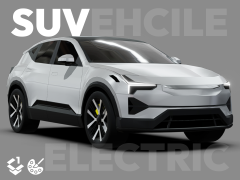 SUV Electric Car - Low Poly 3D Model