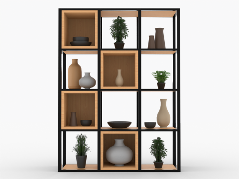 Modern Grid Shelving 3D Model
