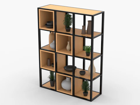 Modern Grid Shelving 3D Model