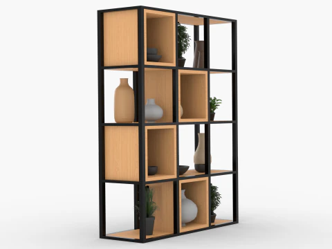 Modern Grid Shelving 3D Model