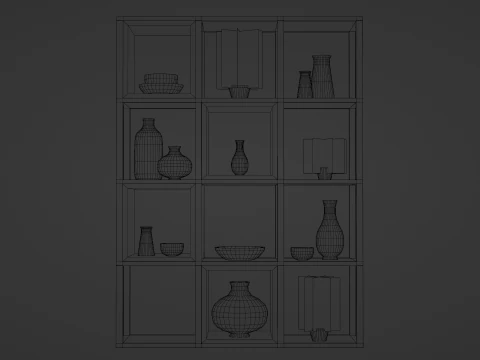 Modern Grid Shelving 3D Model