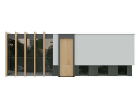 Modern Glasswood building Showroom 3D Model