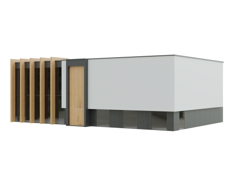 Modern Glasswood building Showroom 3D Model