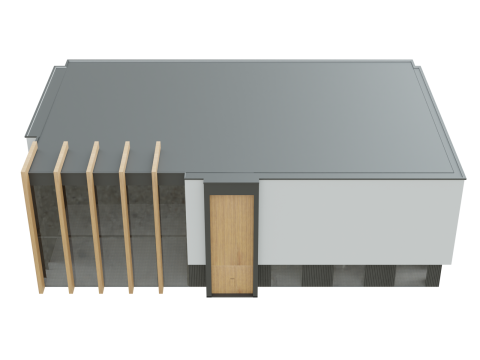 Modern Glasswood building Showroom 3D Model