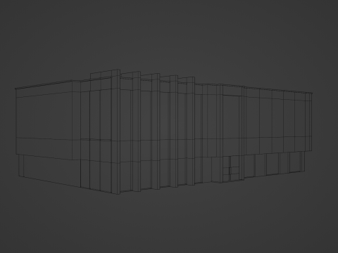 Modern Glasswood building Showroom 3D Model
