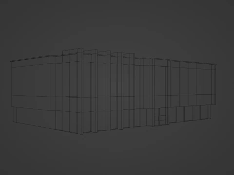 Modern Glasswood building Showroom 3D Model