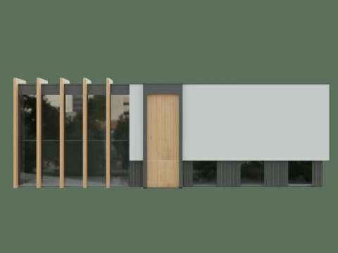 Showroom moderno dell'edificio in Glasswood Modello 3D