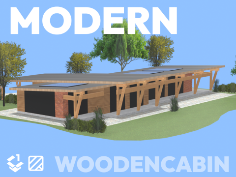 Modern Wooden Cabin Modèle 3D