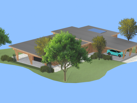Modern Wooden Cabin 3D Модель