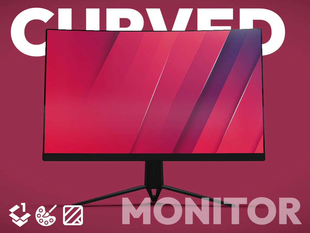 Curved Gaming Monitor 3D Model .c4d .max .obj .3ds .fbx .stl .blend 