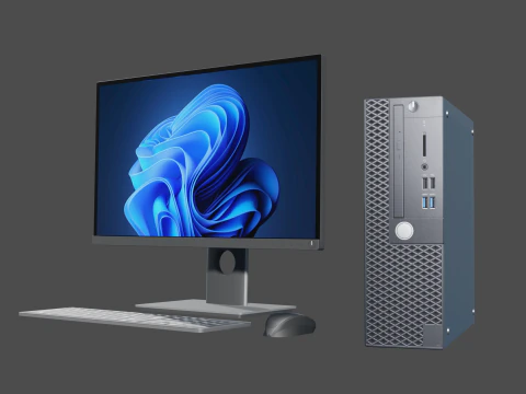 Paquete de computadora de oficina - Low Poly Modelo 3D