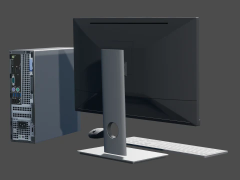Paquete de computadora de oficina - Low Poly Modelo 3D