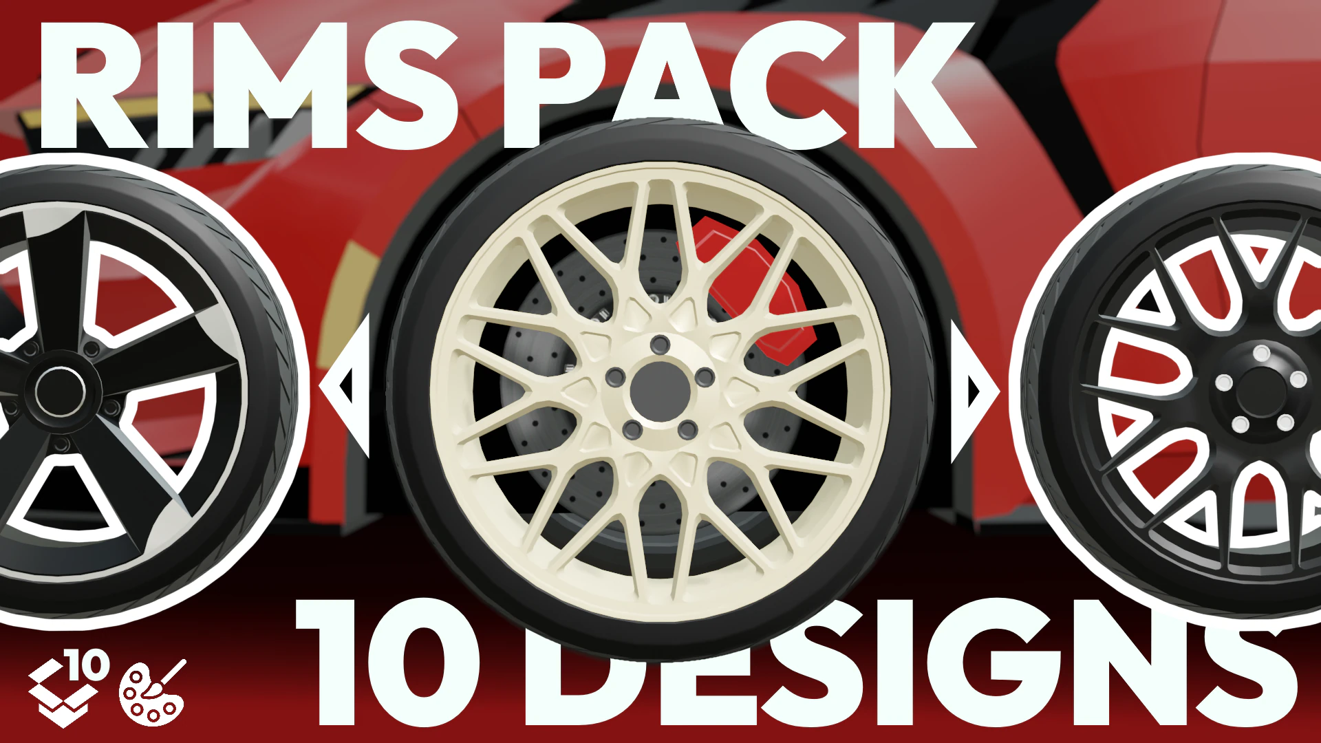 Car Rims Pack - Low poly 3D Model .c4d .max .obj .3ds .fbx .stl .blend 