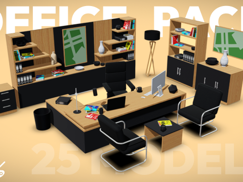 Office Furniture pack - Low poly 3D Модель