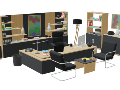 Office Furniture pack - Low poly 3D Model