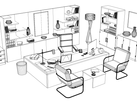 Office Furniture pack - Low poly 3D Model