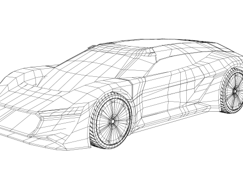 Electric Sport car - Low poly 3Dモデル