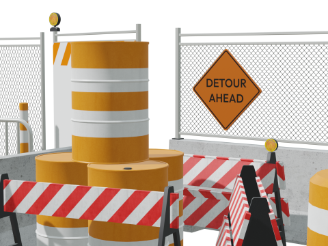 Traffic Props and Barricades Set 3D मॉडल