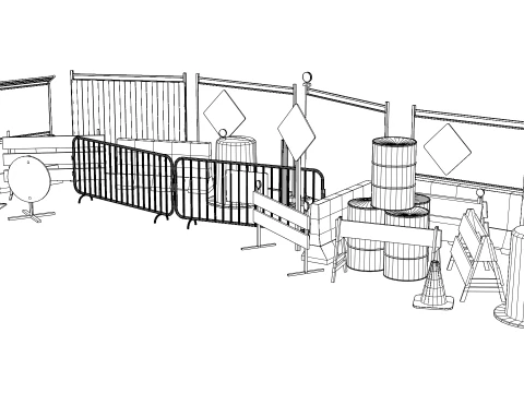 Traffic Props and Barricades Set 3D Model