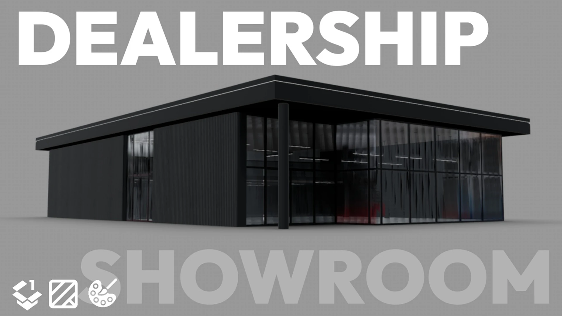 Dealership-Showroom - Low poly 3D Model .c4d .max .obj .3ds .fbx .stl .blend 