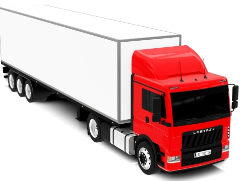 Semi Truck with Trailers 3D Model