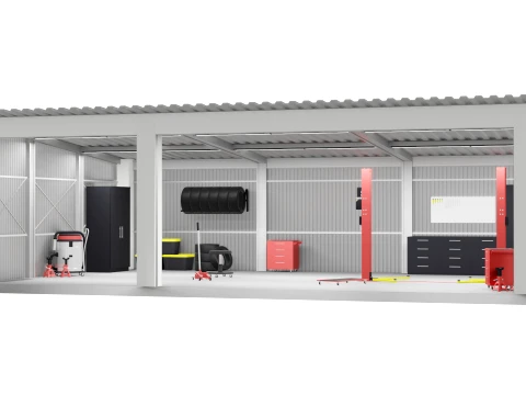 Oficina de ve&iacute;culos Modelo 3D