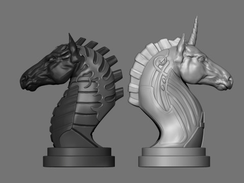 Two Original 3D-Printed Chess Knight Designs 3D printmodel