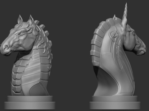 Two Original 3D-Printed Chess Knight Designs Model Cetak 3D