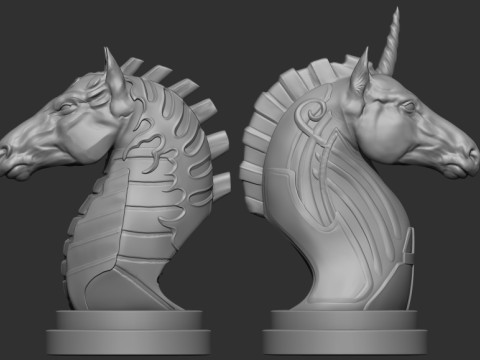 Two Original 3D-Printed Chess Knight Designs Model Cetak 3D
