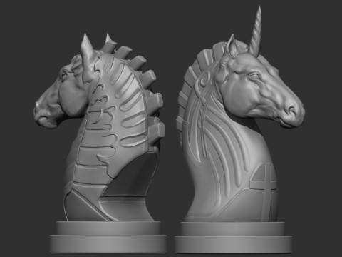 Two Original 3D-Printed Chess Knight Designs Model Cetak 3D