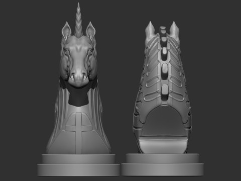 Two Original 3D-Printed Chess Knight Designs Model Cetak 3D