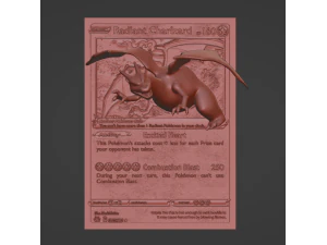 Radiant Charizard 3D - Cartão 4D - Arquivo de impressão 3D personalizado - Pokémon Modelo de Impressão 3D