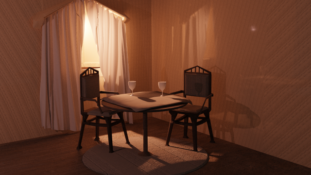 CHAR AND TABLE LOVPOLY 3D 模型 .c4d .max .obj .3ds .fbx .stl .blend 