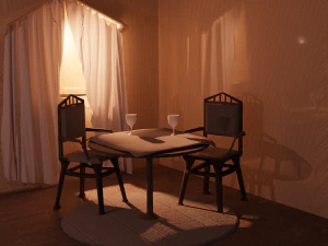 CHAR AND TABLE LOVPOLY 3D Model