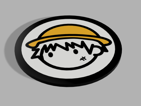 Onepiece-Themed 3D Printable Luffy Coaster - Perfect for Fans Collectors 3D Print Model