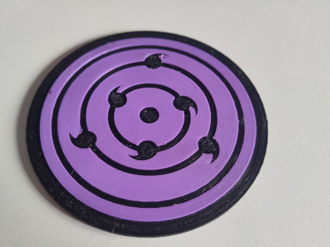 Naruto-Themed 3D Printable Sasukes Mangekyo Sharingan Coaster - Perfect for Fans Collectors 3D Print Model