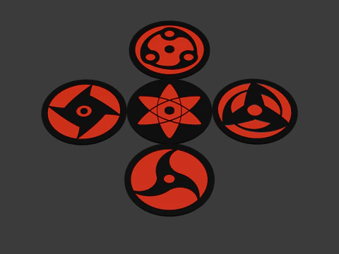 3D-druckbarer Uchihas Mangekyo Sharingan-Untersetzer mit Naruto-Thema &ndash; perfekt f&uuml;r Fans und Sammler 3D Druckmodell