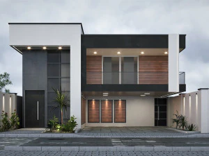 Desain rumah villa dupleks 101 Model 3D