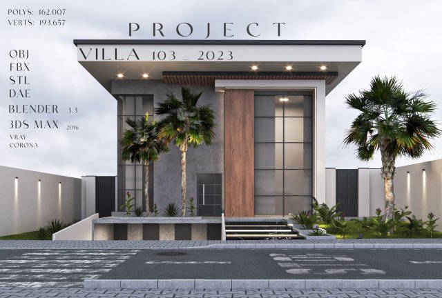 Villa house design duplex 103 Modelo 3D .c4d .max .obj .3ds .fbx .stl .blend 